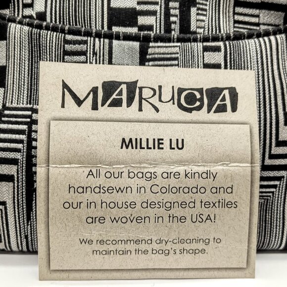 Maruca Millie Lu Optic Beat Black Hand-Sewn Fabric Bag NWOT